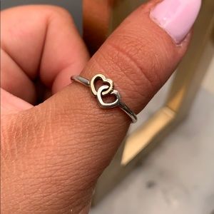HEART TO HEART SILVER & GOLD RING SIZE 8